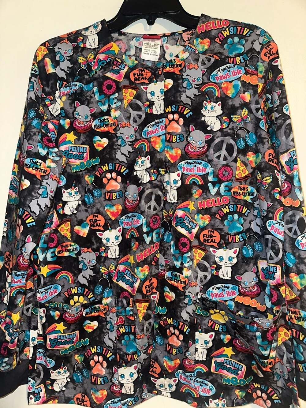 Dickies Women's Pawsitive Vibes Snap Front Warm-Up Scrub Jacket DK306 Medium